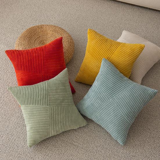 Corduroy Striped Pillow Cover 18x18 Inch Boho Textured Cushion Cover Patchwork Throw Pillow Cover for Farmhouse Home Sofa Couch Bed