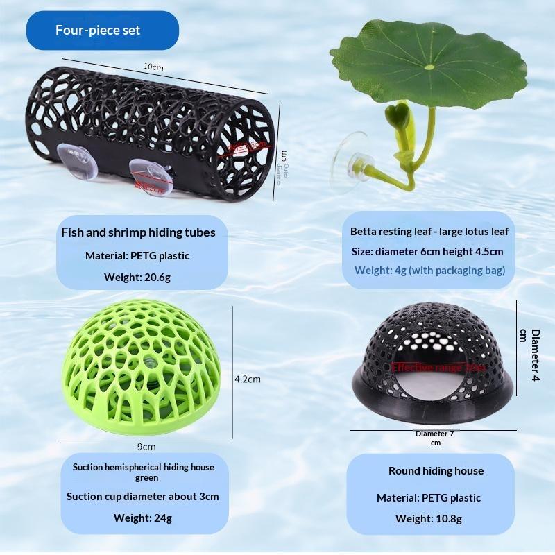 3D Printed Betta Fish Resting Cave Smooth Safe Edges 1/3/4 Pcs Hollow Breathable Ornament for Aquarium Landscaping