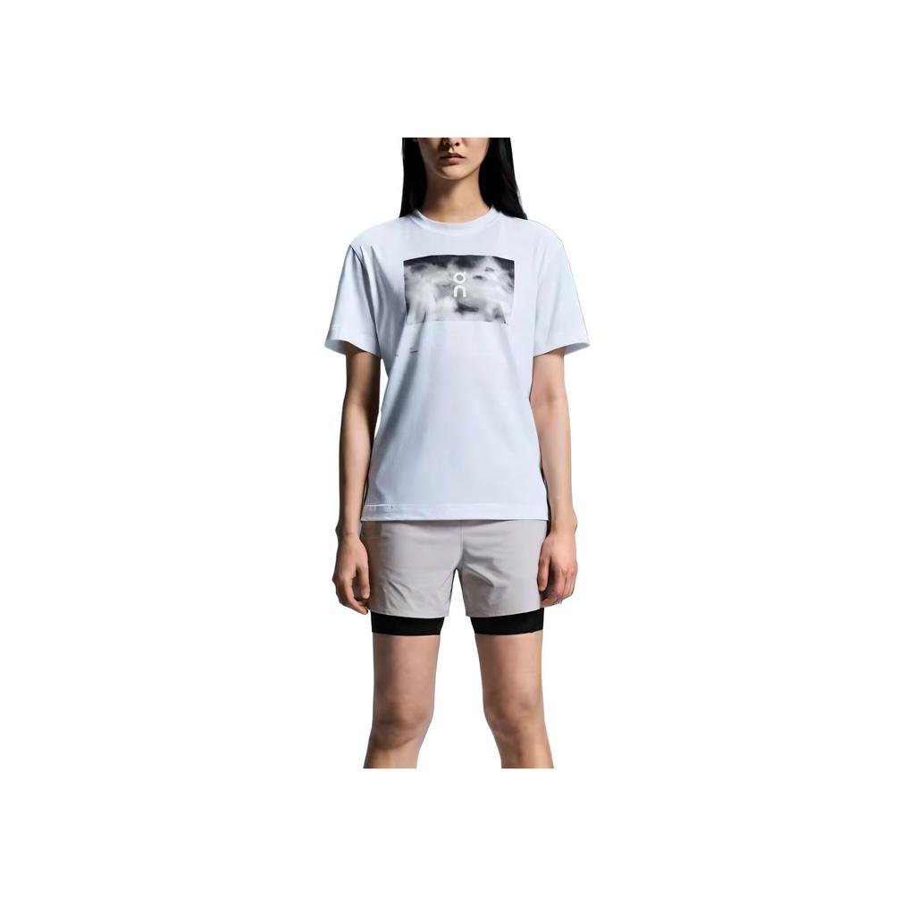 On Graphic T Comfortable Breathable Cool Simple Short Sleeve Regular T-Shirt Women Tops White 1WE30570069