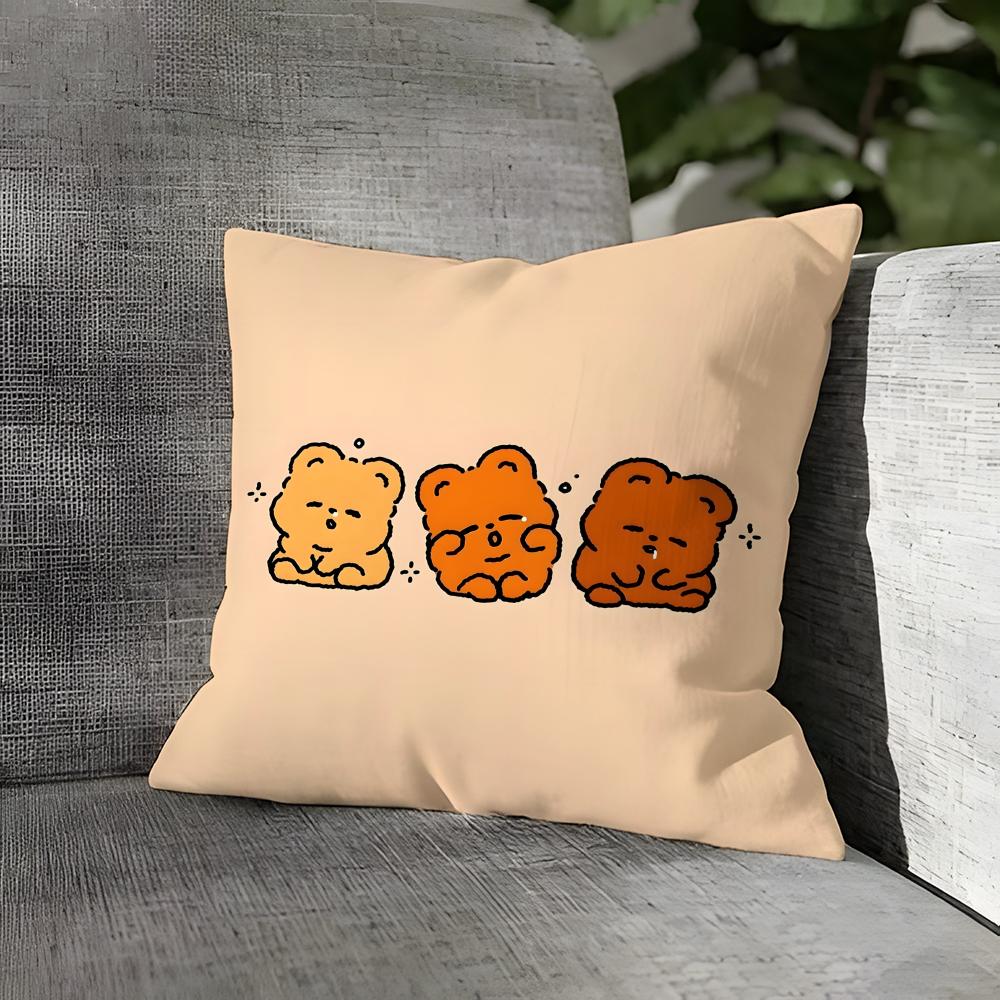 Cute Polar Bear Cartoon Pattern Pillow Case Linen Pillows Case Cushions Case Sofa Pillows Case Decor Home