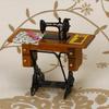1PC Vintage Miniature Sewing Machine With Cloth for 1/12 Scale Dollhouse Decoration