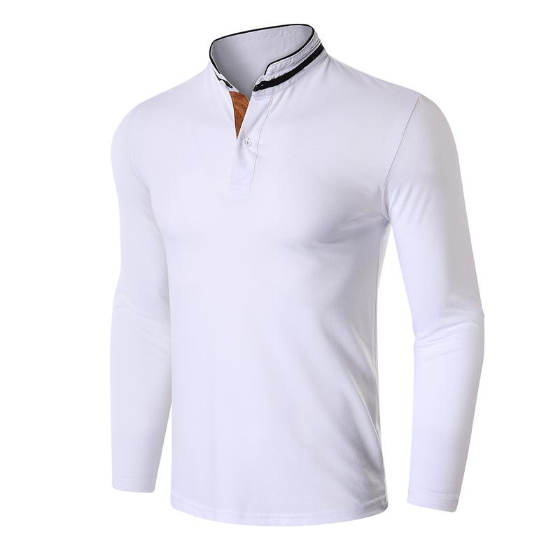 

Men S High-End Polo Shirt Big Men S Long-Sleeved Golf Paul Lapel T-Shirt XXL білий