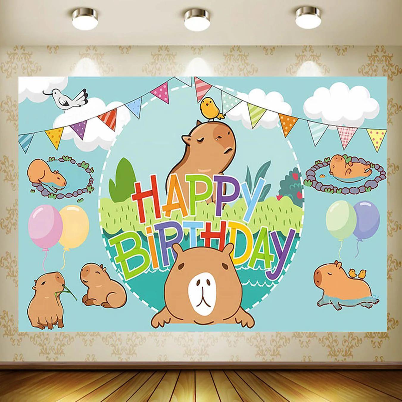 

1set Cute Capybara Birthday Birthday Party Background Decoration Baby Shower Kids Background Photography Kids Room Decor Props 125x80CM