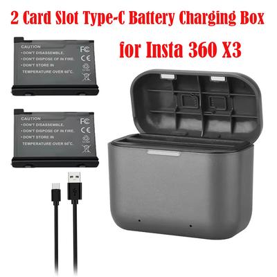 Für Insta 360 X3 1800 mAh wiederaufladbarer Lithium-Ionen-Akku, 2 Kartensteckplätze, Typ-C-Akku-Ladebox für Insta 360 X3-Akkuzubehör