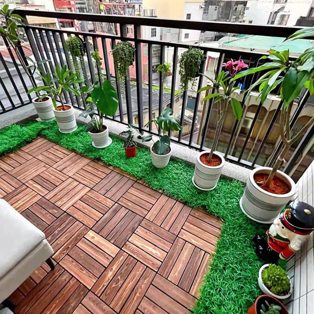 10PCS Wood Floor Blocks Corrosion Resistance Splicing Flooring Tiles for Outdoor Terrace Balcony