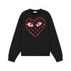 Relaxed Fit Cotton Sweatshirt With Heart Print Long Sleeve Crew Neck Fleece Lined Unisex Winter Casual Top
