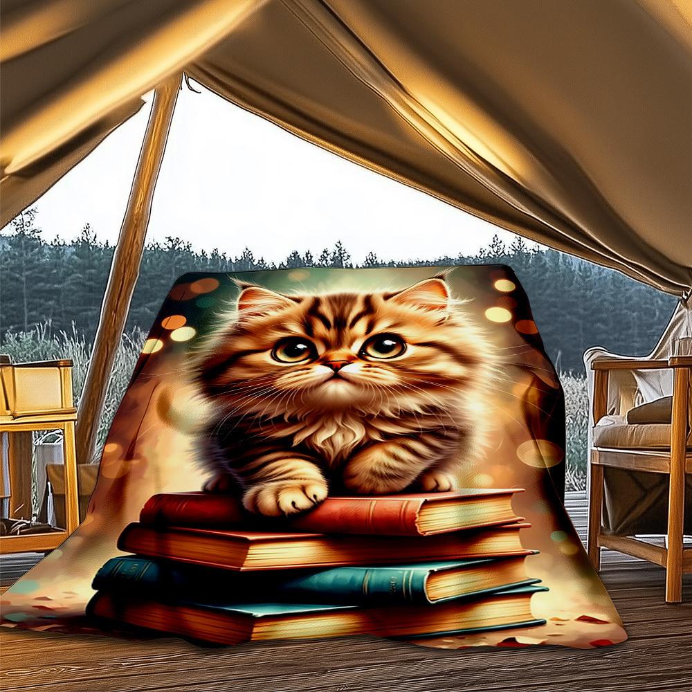 1 Stück Katze Bücher Outdoor-Decke - Weiches Flanell Gemütlich für Reisen & Camping - Ganzjahres Warme Bettdecke, Maschinenwaschbar yy251229103