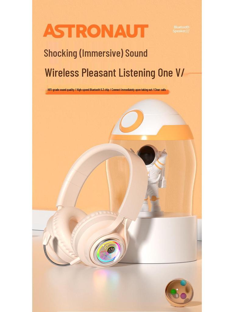 S5(M2) Astronaut Bluetooth Earbuds: Luminous Wireless Gaming Headphones with Heavy Bass