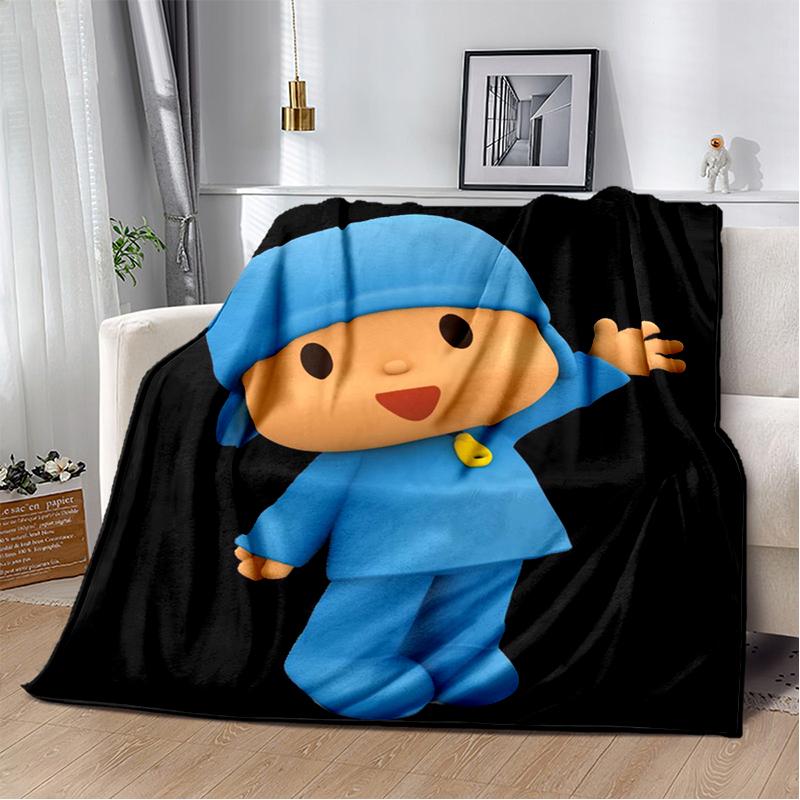 Coperta Cartone Animato 3D Divertente P-Pocoyo Elly Pato, Morbida Coperta da Lancio per Casa Camera da Letto Letto Divano Picnic Viaggio Ufficio Copertura Regalo per Bambini