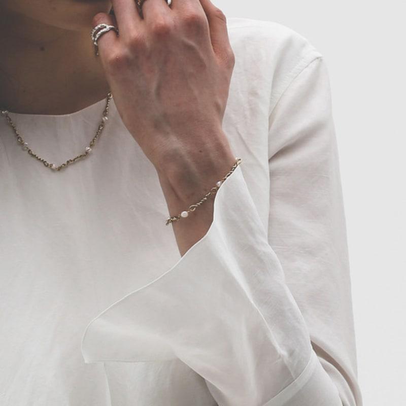 

de,deer Wave Antique Gold-Tone Silver Bracelet [2103B001] 17.5~19.5cm