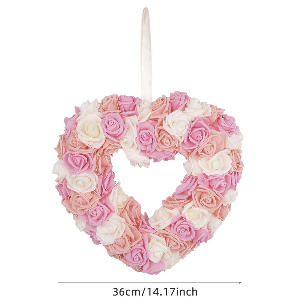 

Heart Shaped Wreath Artificial Heart Rose Wreaths Decorative Holiday Ornament Cute Love Garland For Home Living Room красный
