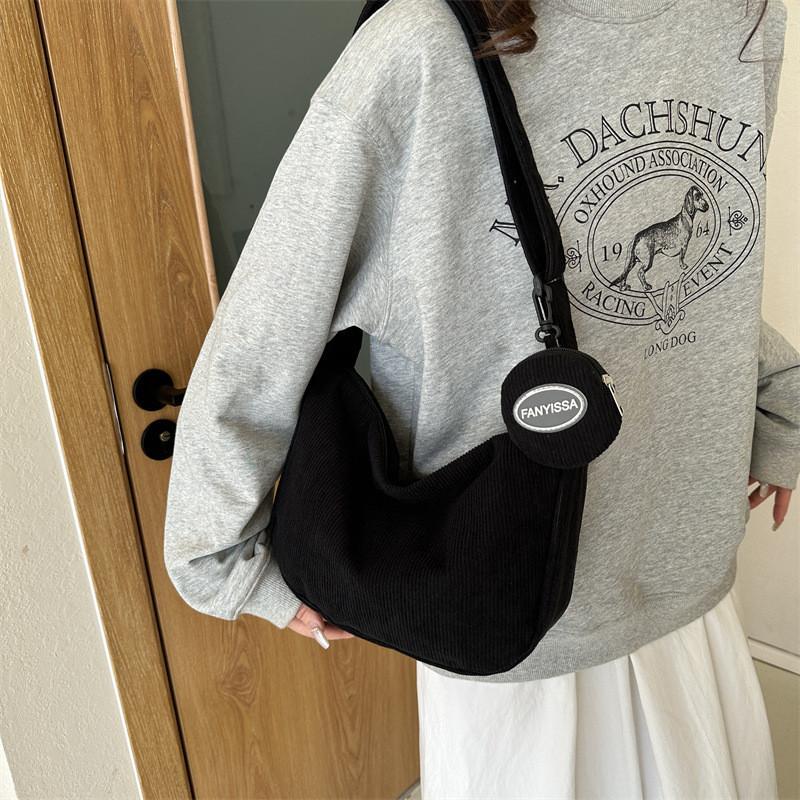 Stylish Tote Bag With Coin Purse Urban Minimalist Fashion Soft Corduroy Material Various Colors