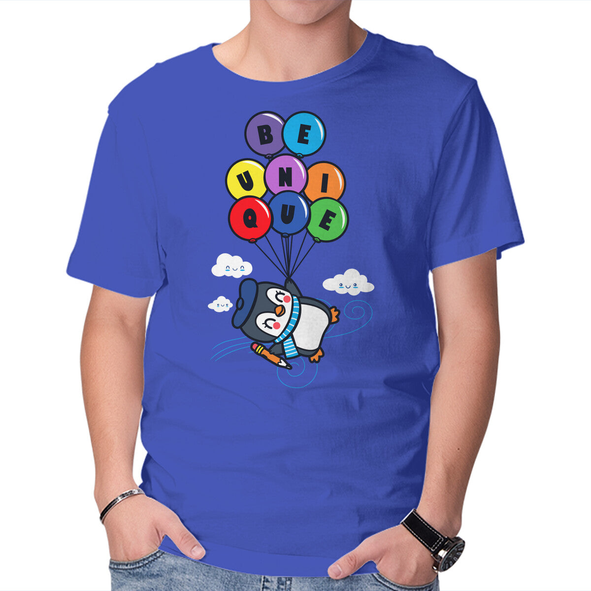 Unisex Crew Neck T-Shirt Unique Penguin Graphic Short Sleeve Casual Tee M