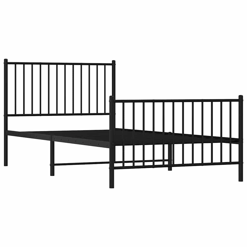 Vidaxl Struttura Letto in Metallo con Testiera e Pediera, Nera, 100X200cm