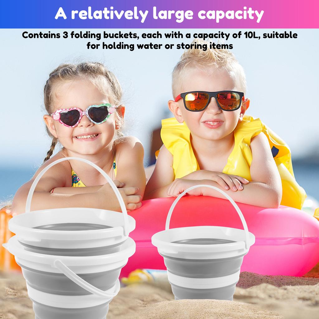 10L Portable Folding Bucket Thickened Beach Fishing Car Washing Collapsible Bucket Household Travel Outdoor Camping Bucket