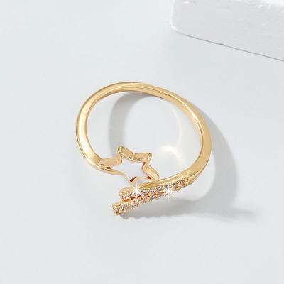 GemChic Women's Ring Exquisite Pentacle Opening Adjustable Ring Female Embed Zircon Trend Star Index Finger Ring Birthday Christmas Jewelry Gift