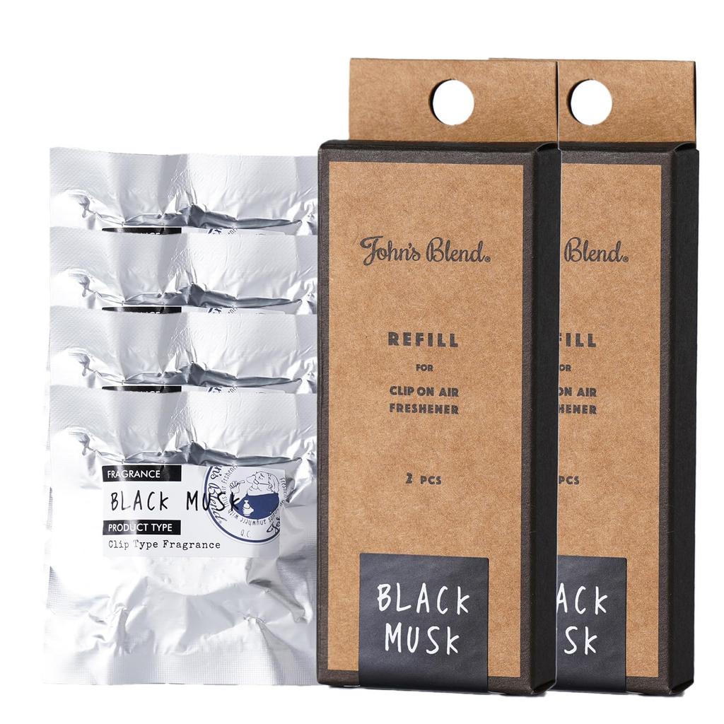 Johns Blend OA-JON-34-10 Car Refill, Set of 2, Air Conditioner Vent Black Musk, Clip-on