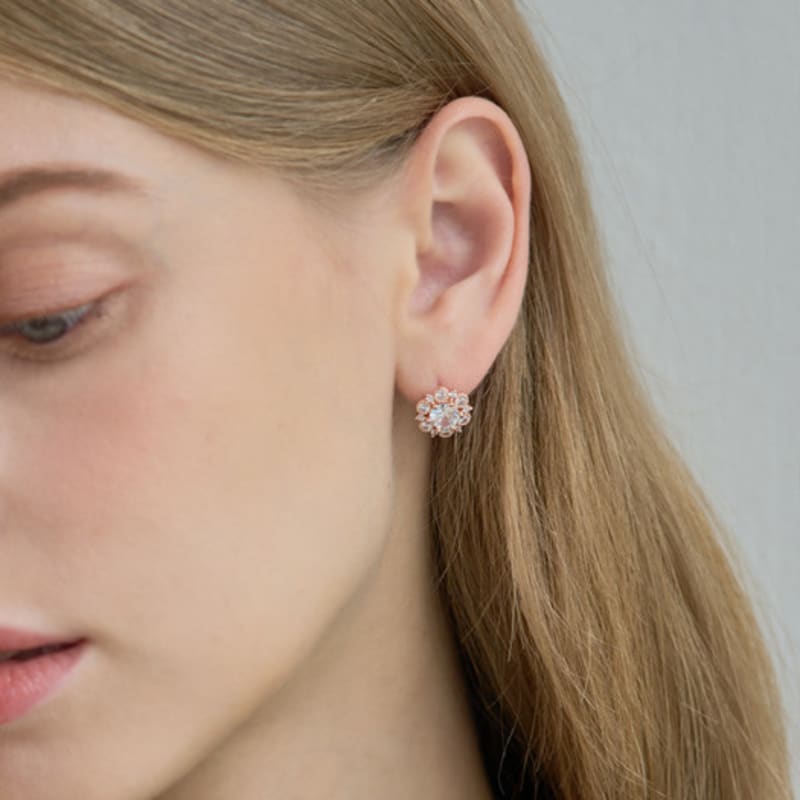 CRANNE 14K Rosette One-Touch Earrings (Gold Filled) C24EGF171