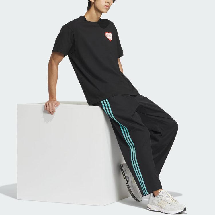 Adidas Originals Valentines Day Series Alphabet Print Sports Loose Short Sleeve T-Shirt Unisex Tops Black JE3470