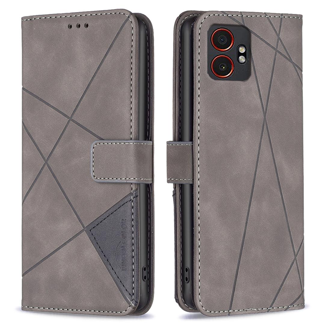 

BINFEN COLOR Для Samsung Galaxy XCover7 Pro Чохли для телефонів Гаманець Підставка Геометричний Тиснений Шкіряний Чохол Grey