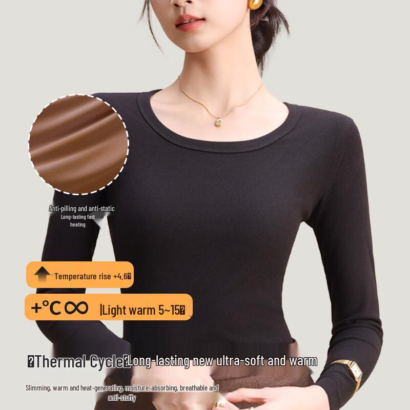 Odifen Women's Thermal Round Neck Long Sleeve Top