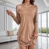 Nuova T-shirt Casual a Manica Lunga Larga Monocolore per Primavera/Autunno Abito Casual Abbigliamento Donna