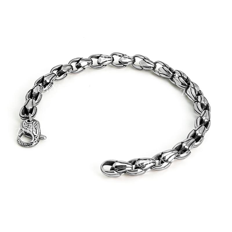 Mens Stainless Steel Cuban Link Bracelet Heavy Duty Black Oxidized Retro Gothic Punk Biker Style Jewelry Adjustable for Men