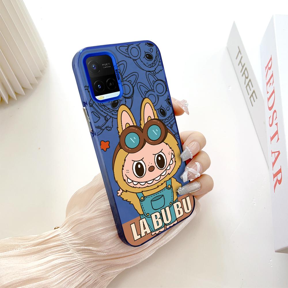 

Окрашенный узор, красочный серебристый, двухсторонний, жесткий, противоударный чехол для телефона Vivo Vivo Y15 синий