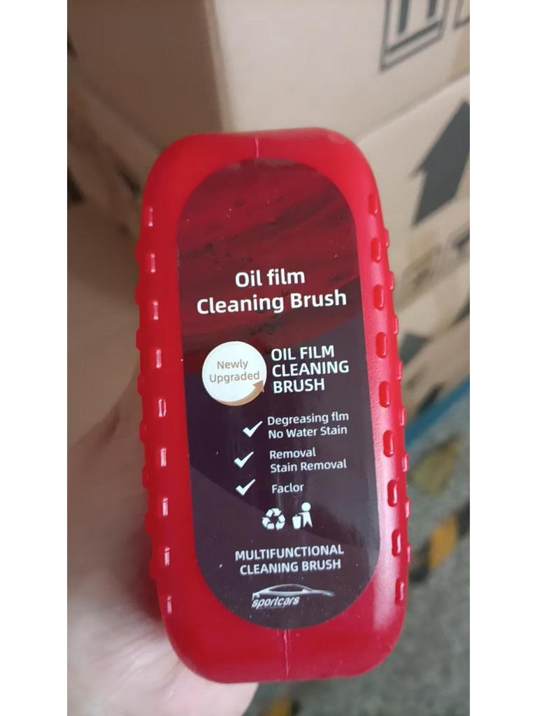 Car Glass Oil & Stain Remover with Cleaning Brush for Windshield, Windows & Mirrors
