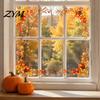 Seasonal Glass Window Art Harvest Festival Static Sticker, Autumn Clings with Maple Leaves Sunflowers And Theme Party Decor Berries Prints,