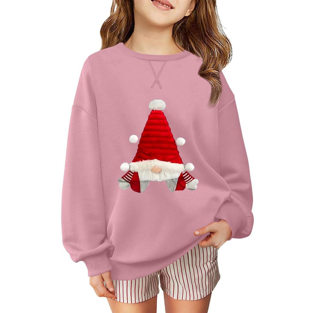 Children's Fashionable Casual Long-sleeved Loose Christmas Print Pullover Sweatshirt