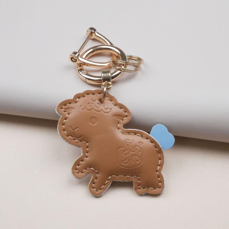 Piele PU 2027 Anul Oii Formă Pandantiv Adorabil Design Colorat Coadă de Inimă Pentru Decor Geantă Accesorii Chei Cadou