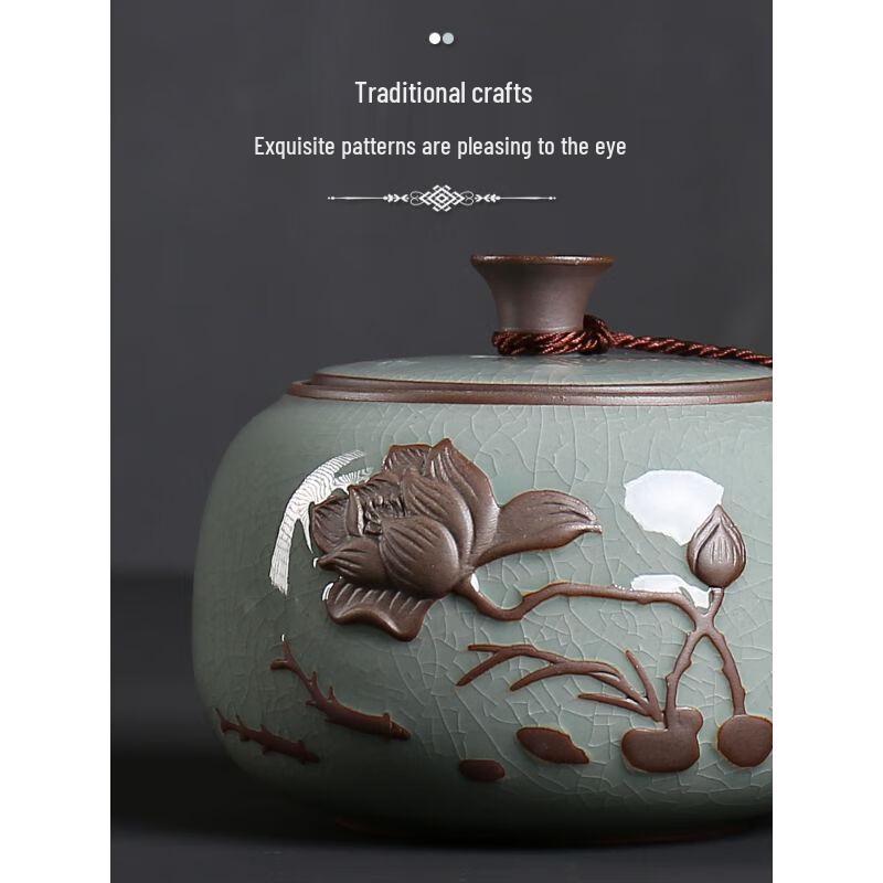 Nierxin Ru Kiln Ceramic Sealed Tea Caddy