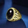 Ethnic Hollow Imitation Green Agate Men Adjustable Ring