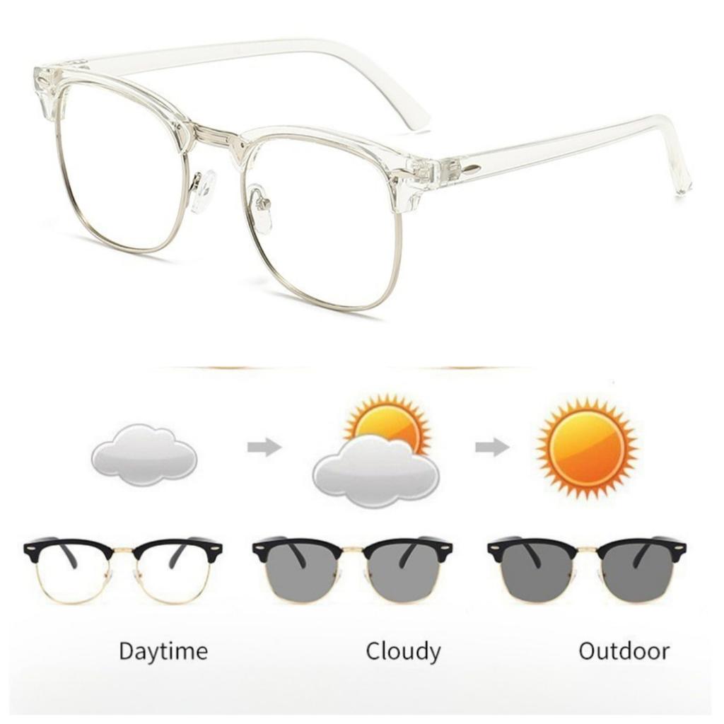 Pochromic Glasses Anti Radiation Metal Anti Blue Light Eyeglass for Women Men Replaceable Lens Glasses