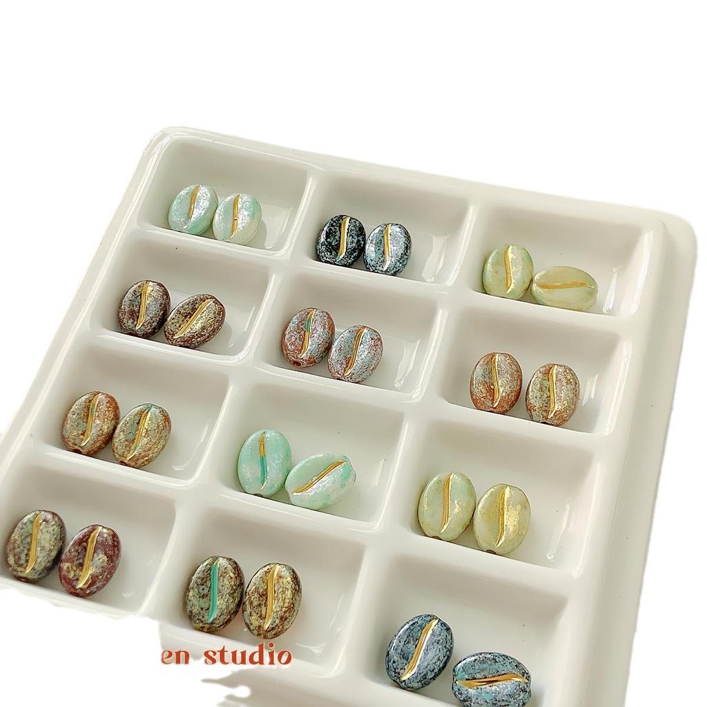 Picasso-Style Acrylic Coffee Bean Czech Beads for DIY Bracelets & Rings