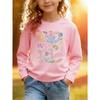 European Sizes Kids' Long Sleeve Top, Fashion Kids' Round Neck Sweatshirt, Marine Life Print Long Sleeve Top, Cute Top, Suitable for Daily Casual
