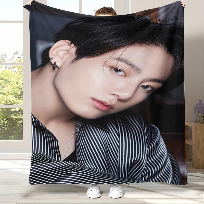 Jeon Jung Kook Kpop B-BTS Flannel Blanket,Ultra Soft Warm Plush Throw for Home Bedroom Bed Sofa Cover Office Camping gift
