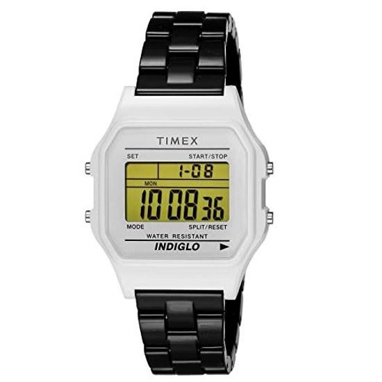 TIMEX Klassische Digitale Fliesenkollektion Weißes Zifferblatt Harz Quarz 36MM Amerika Uhr Unisex Schwarz
