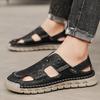 Men's Leather Sandals Durable Handmade Stitching Shoes Close Toe Non Slip Shoes For Indoor Outdoor Beach
