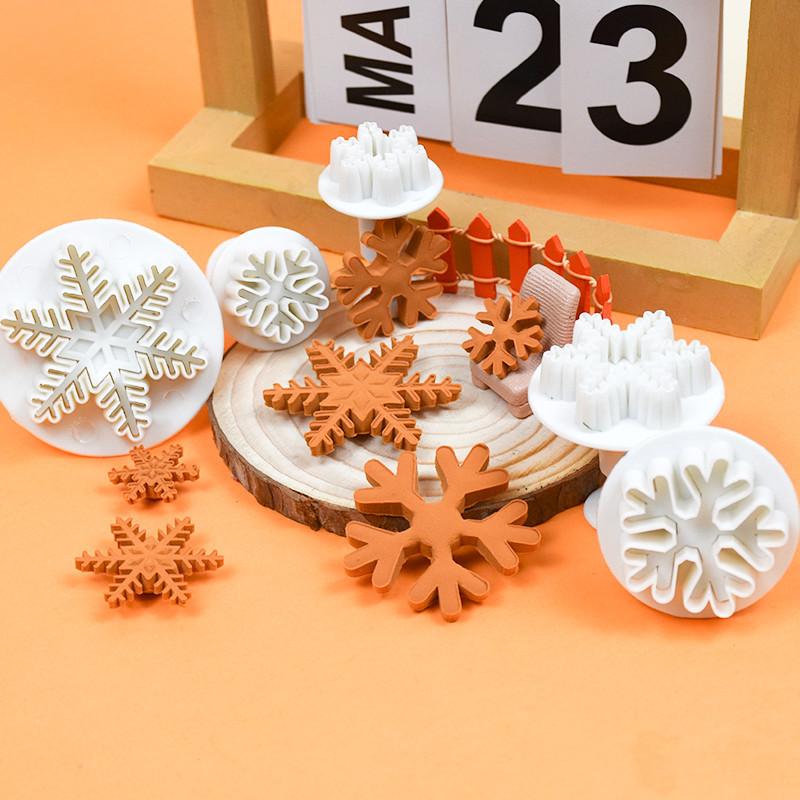 3Pcs/set Thickness Snowflake Spring Mold Cake Decoration Embossed Biscuits Chocolate Baking Set