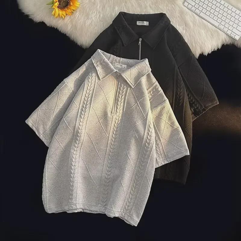Men's Summer Waffle Polo Shirt & Shorts Set - Trendy, Loose-Fit Short-Sleeved Top and Pants Suit