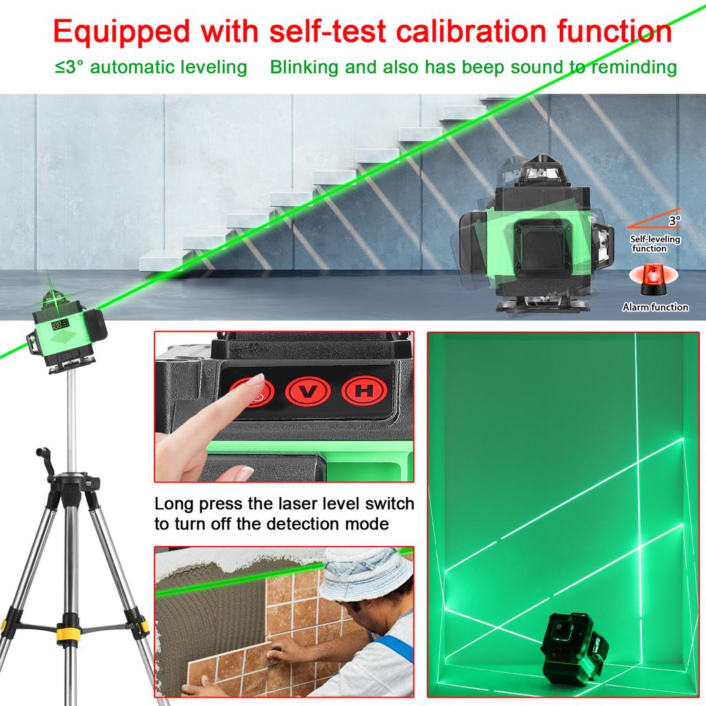 Multifunkční 16řádkový laserový nivelační stroj 3 stupně samonivelační stroj Dobíjecí lithiová baterie nivelace