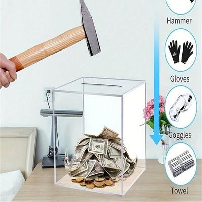 1Pc Adult Piggy Bank, Transparent Acrylic Can Not Open Piggy Bank, Cash Box, Adult Piggy Bank Halloween/Thanksgiving/ Gifts