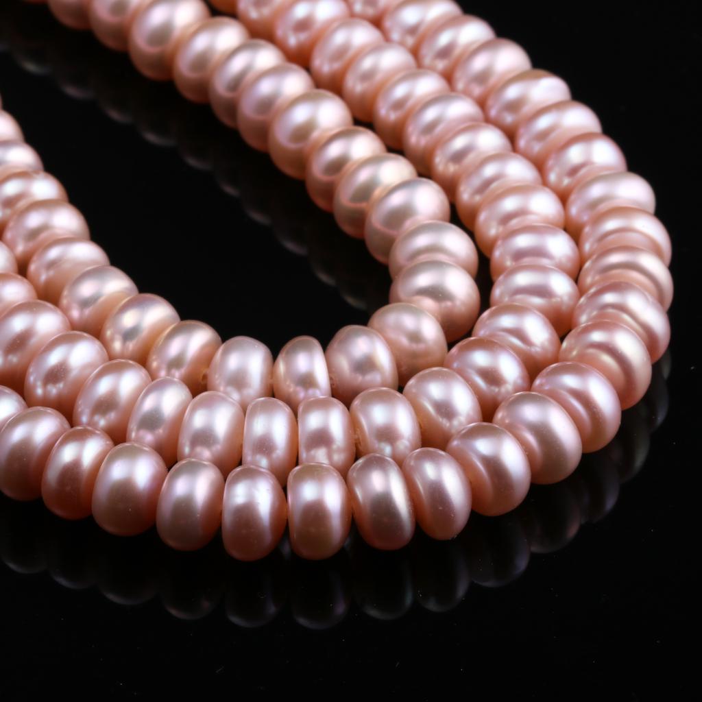 1String, Natural Freshwater Pearls, 7-8 Mm White Pink Coin Pearl Beads for Jewelry Making DIY Necklace Supplies, Birthday Party Gifts for Women, 36cm