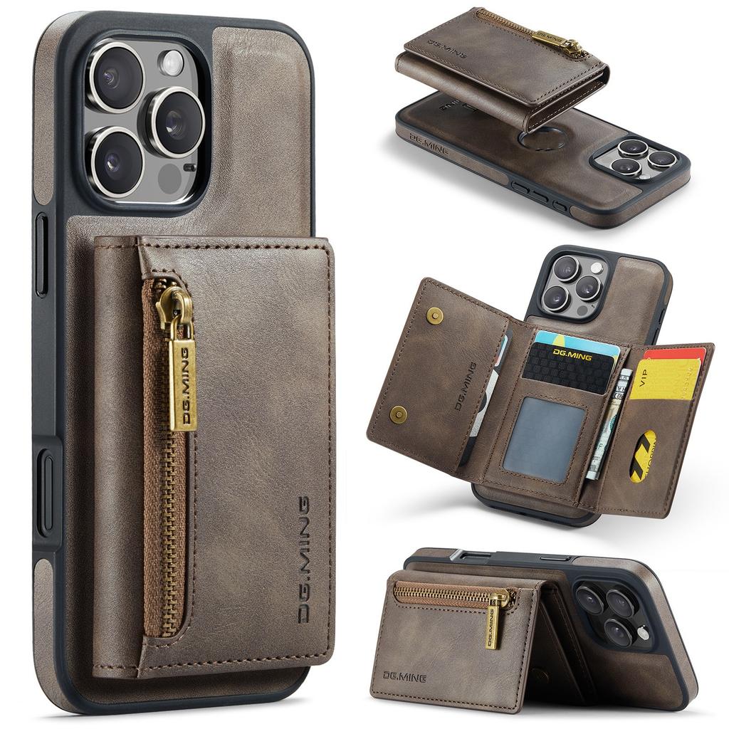Hot 2 In 1 Luxury Leather Wallet Phone Case Cover for iPhone 16 Pro Max Shockproof with Credit Card Cover for Men Business Case