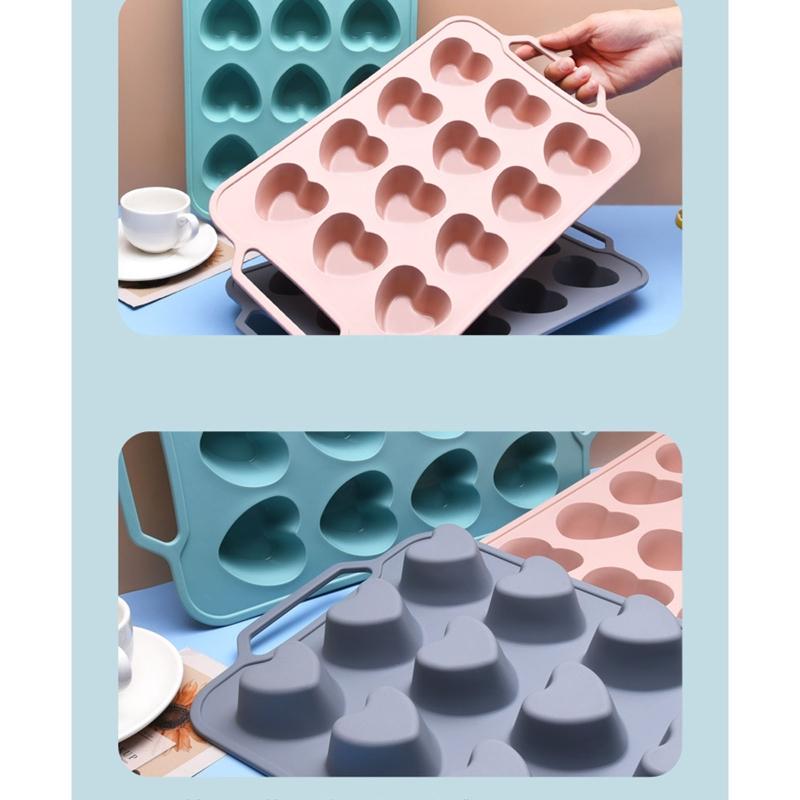 12-Cavity Cake Molds Pastry Tool Pressable 3D Christmas Little Cute Heart Theme Press Baking Utensils Bread Mousse for Kitchen