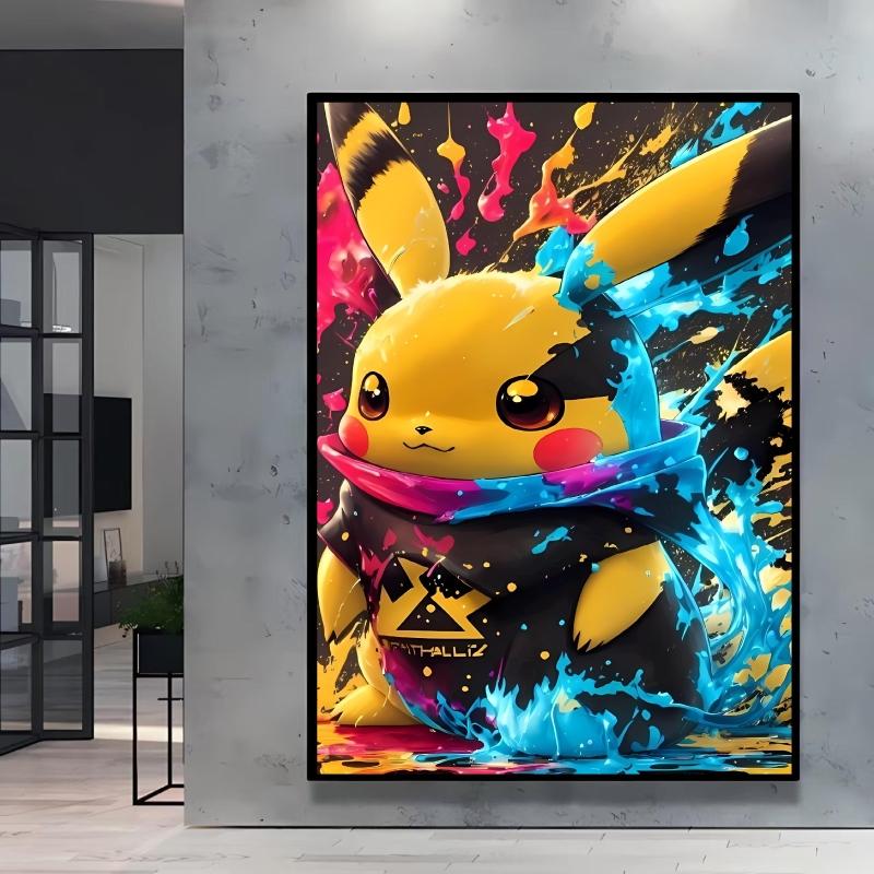 Canvas Poster Pokemon Pikachu Cartoon Picture Lasting Colors Children Gifts Classic Home Living Room Walls Decorative Painting