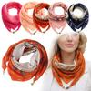 Magnetic Buckle Silk Scarf Chiffon Square Scarf Fashion Headscarves  Spring