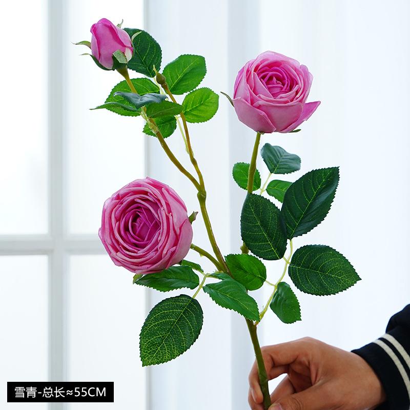 New 3-head moisturizing rose simulation flower wedding home living room decoration ornament